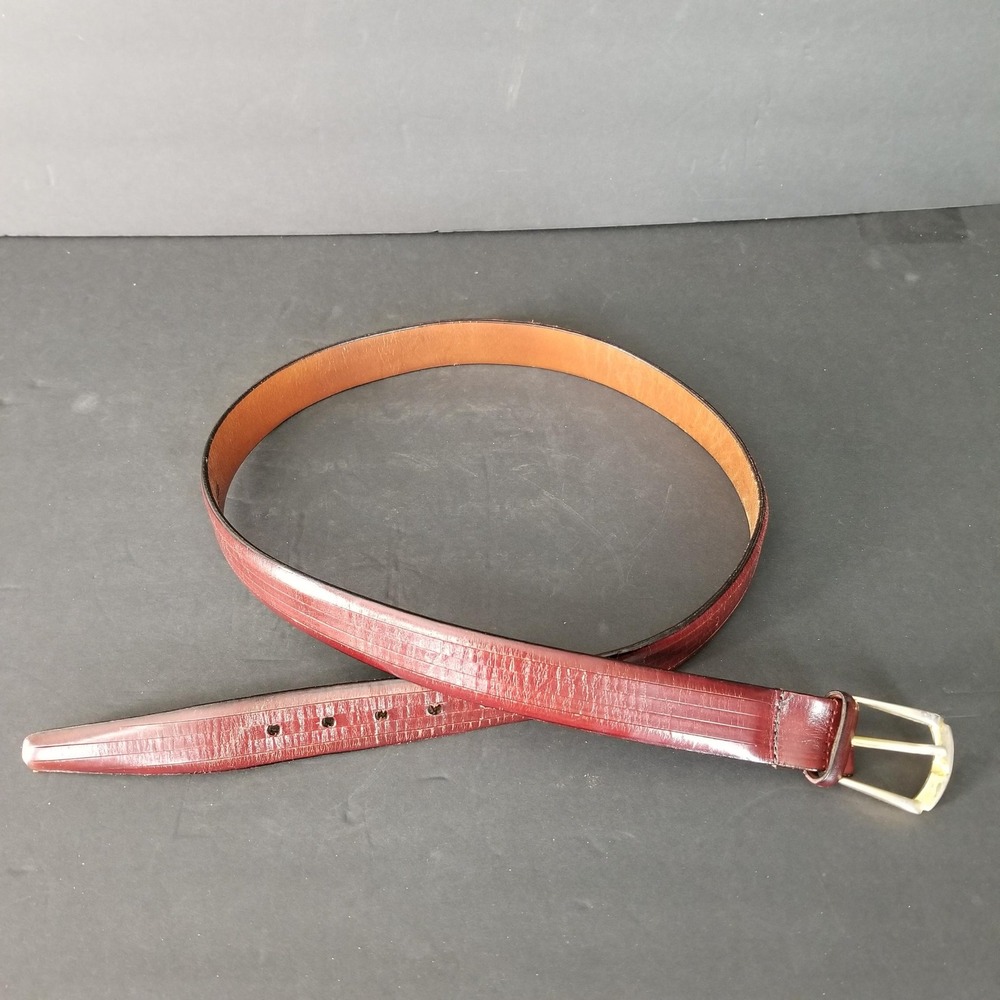 Equine Mens Brown Aniline Kipskin Leather Belt 36 Made in USA 5546‎ Textured